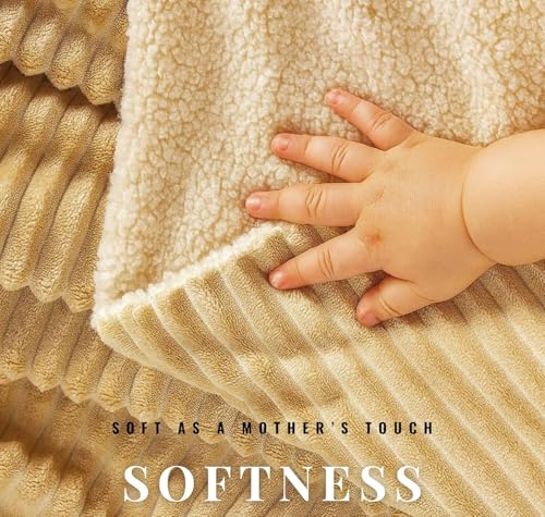 Image of VAS COLLECTIONS Ultra Soft Baby Blanket | Flannel + Sherpa | 2-Layer All-Season AC Sheet for Newborns (0-24 M) - Beige