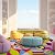 PUREFULL Carpet Floor Tiles, 0.35" Pile Height Non-Adhesive Carpet Squares, 16x16 Carpet Tiles with Silicone Non-Slip Padding, Seamless Appearance for Easy Installation, 12Tiles(Colorful Geometric)