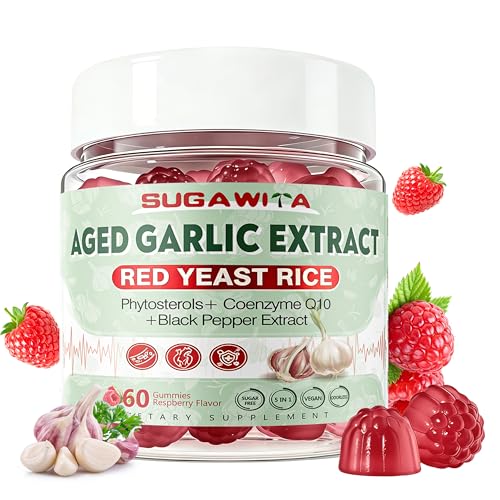 SUGAWITA Aged Garlic 300mg Gummies CoQ10 SAC Standardized Sugar Free 60ct