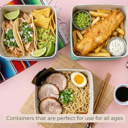 Image of Happy Cove Eco Friendly Lunch Box for Office Use | Biocomposite Wheat Straw, Rice Husk & Bamboo Fibre | 3 Multicolour Containers | Tiffin Box with Lunch Bag | Microwave & Oven Safe | Unbreakable