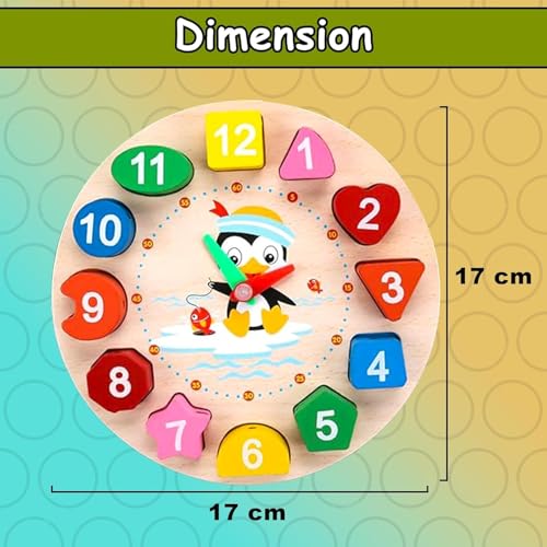 Image of WireScorts Learning Clock with Bead Lace, Educational Digital Analog Numbers, Shape & Color Learning Montessori Toy for Kids - Multi Color