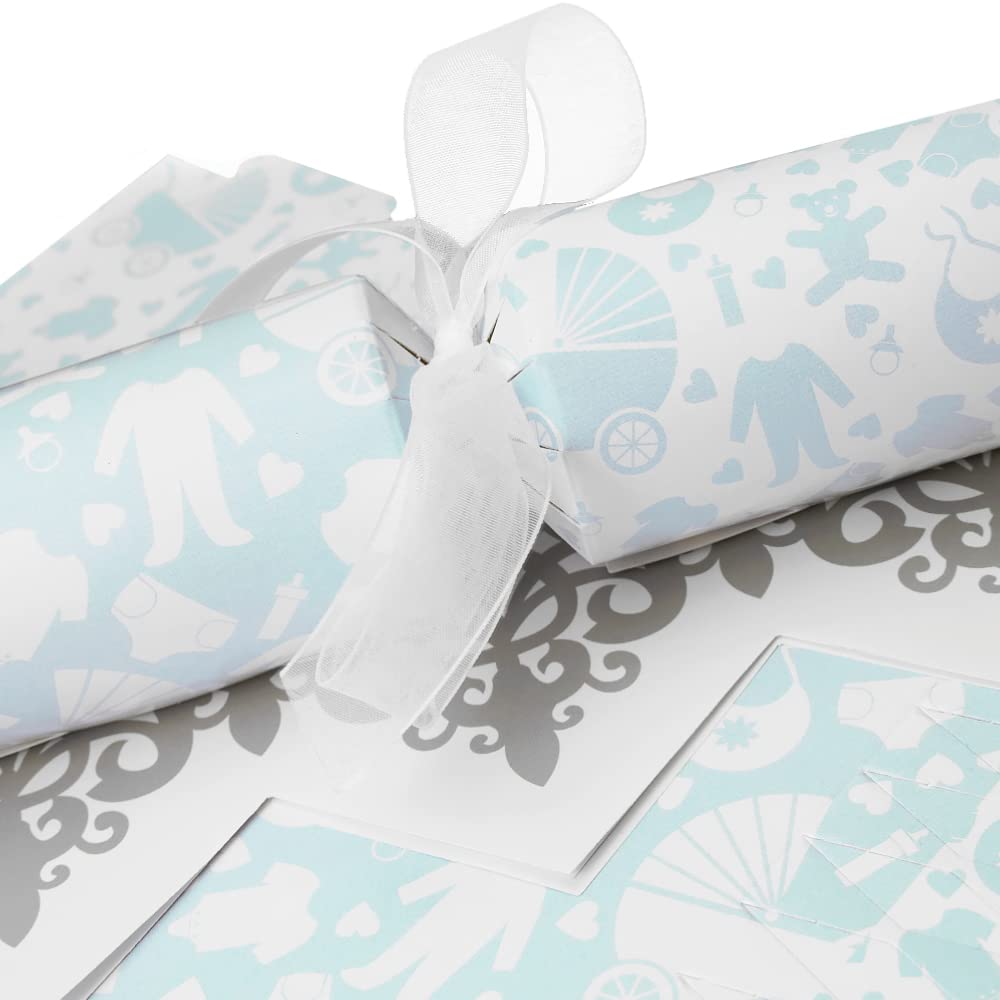 That's Crackers! 12 Large Blue Baby Shower | Cracker Making Craft Kit | Make & Fill Your Own