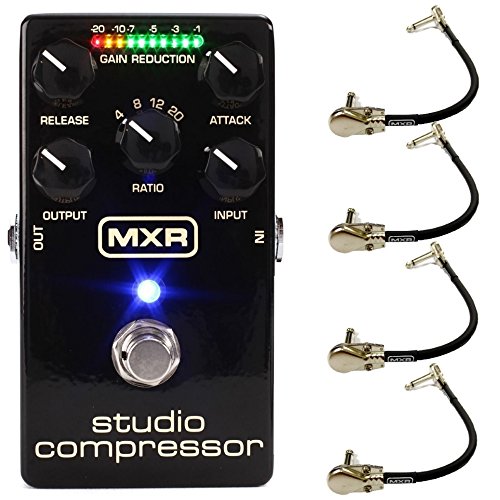 MXR M76 Studio Compressor Analog Guitar Effect Pedal Bundle with 4 MXR Right Angle Patch Cables