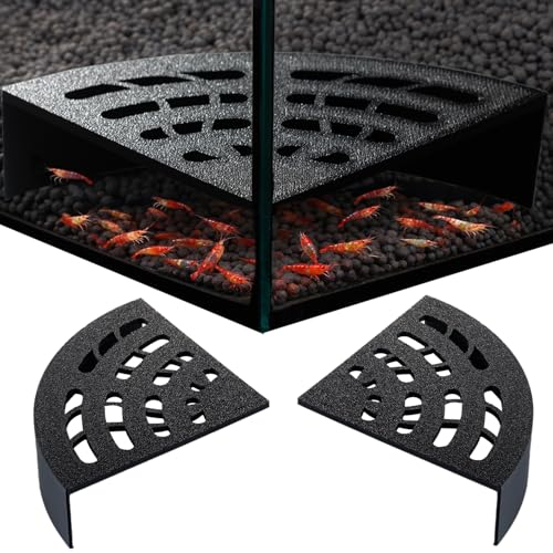 HERPDEN Shrimp Cave 2-Pack Space-Saving Fan-Shaped Aquarium Cave Decor with 180 Wide-View Design Compact Fish Tank Accessories for Cherry/Dwarf Shrimp (Black)