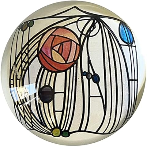Domed Glass Paperweight - Mackintosh Rose Window Design Cover