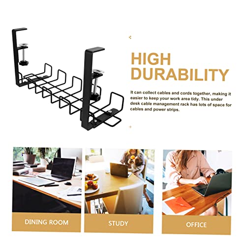 OSALADI organizador de cables bajo escritorio cesta porta cables bandeja de gestión con lazos para oficina en casa, estudio y dormitorio miniatura 5