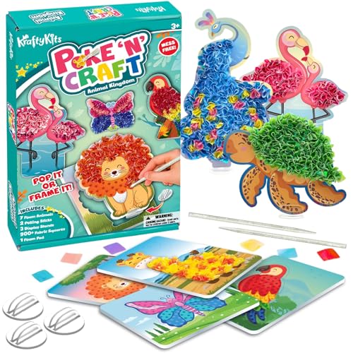 Poke in Art - Animal Kingdom 900pc Sensory Craft Kits for Kids Mess Free Arts and Crafts for Kids Activity Packs Travel Activities for Kids Boys & Girls Birthday Presents for Ages 4 5 6 7 8 9