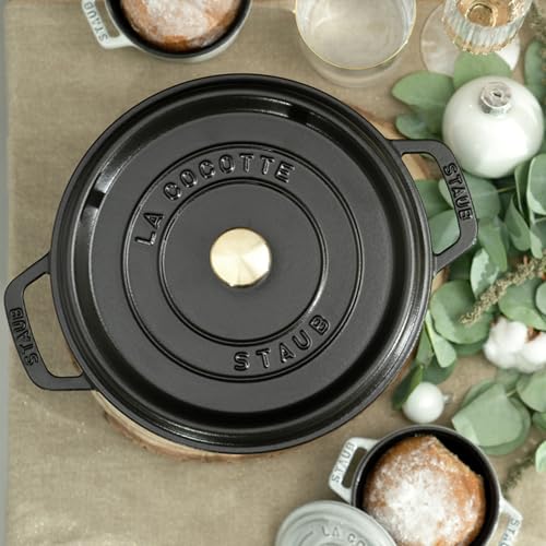 Image of STAUB Cast Iron Dutch Oven 4-qt Round Cocotte, Made in France, Serves 3-4, Matte Black