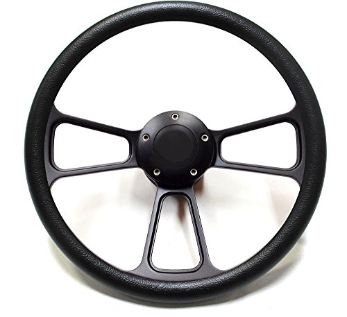 Muscle Style Steering Wheel + Adapter Kit for GM, Ididit Column Black Billet