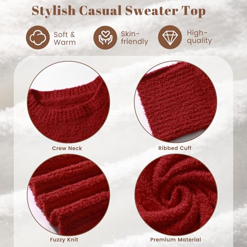 Image of Women's Oversized Crewneck Sweaters, Long Sleeve Fuzzy Knit Casual Chunky Warm Fall Pullover Sweaters Top Trendy Outfits