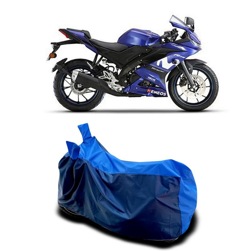 Image of DUFFEL-Two Wheeler Bike Body Cover Compatible for Yamaha YZF R15 V3 Moto Gp Edition Bs6 Heat Protectio /UV-Rays /Birds Dropping /DustProof /Waterproof All Variants [Nevay Blue]