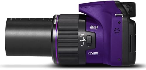 Miniatura 2 de Minolta Pro Shot - Cámara digital HD de 20 megapíxeles con zoom óptico de 67x, video HD completo de 1080p y tarjeta SD de 16 GB (morado)