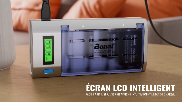 Chargeur De Piles Intelligent 12 Slots - Pour AA/AAA Rechargeables - Charge Rapide USB-C - Avec Écran LED - Flintronic