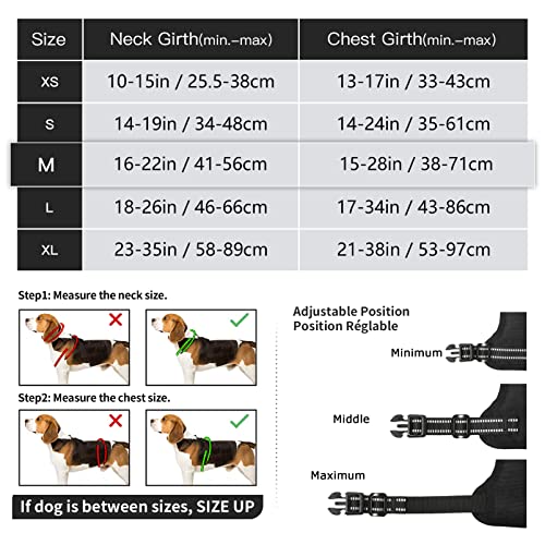 HEELE No-Pull Hundegeschirr, Brustgeschirr für Mittelgroße Hunde, Weich Atmungsaktiv Einstellbar Reflektierend Hundegeschirr Anti Zug mit Gepolstert Griff, Schwarz, M