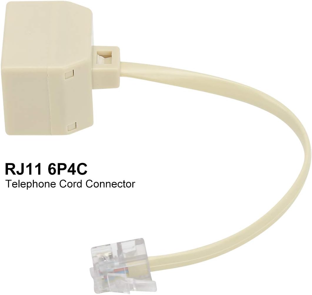 Two Way Telephone Splitters, Uvital Male to 2 Female Converter Cable RJ11 6P4C Telephone Wall Adaptor and Separator for Landline (White, 2 Pack) : Electronics