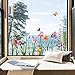 decalmile Pegatinas de Ventana Jardín de Flores Vinilos para Ventanas Anticolisión Vinilo No Adhesivo de Pegatinas Vidrio Ventana