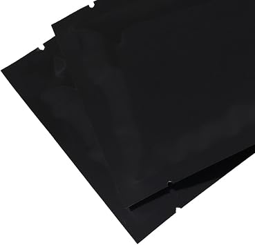 QQ Studio 100 Heat Sealable Mylar Foil Bag Pouch for Sampling Packaging Food Storage Food Safe (SM ~2.3x3.4, Glossy Black)