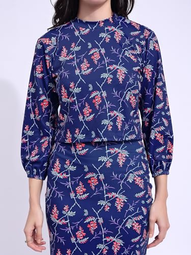 Image of PURVAJA Women's Puff Sleeve Midi Printed Co-Ords