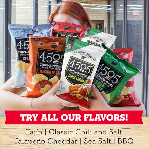 Image of 4505 BBQ Seasoned Chicharrones, Fried Pork Rinds - Barbeque Flavored Pork Skins - Low Carb, Gluten-Free, Protein Snack - 3oz (Pack of 12)