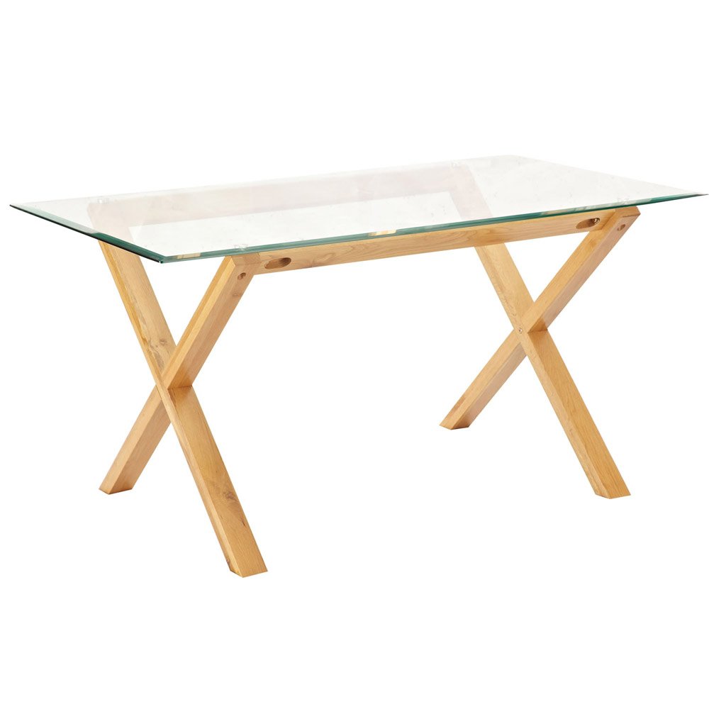 LPD Furniture Cadiz Dining Table, In Oak & Clear Glass