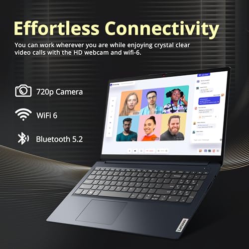 Image of Lenovo IdeaPad 1 15.6 inch Business Laptop with Office 365, Intel Celeron N4500, 12GB RAM, 512GB SSD+128GB eMMC, Intel UHD Graphics, Numeric Keypad, WiFi 6, Win 11 Pro, Abyss Blue, 1TB Docking Station Set
