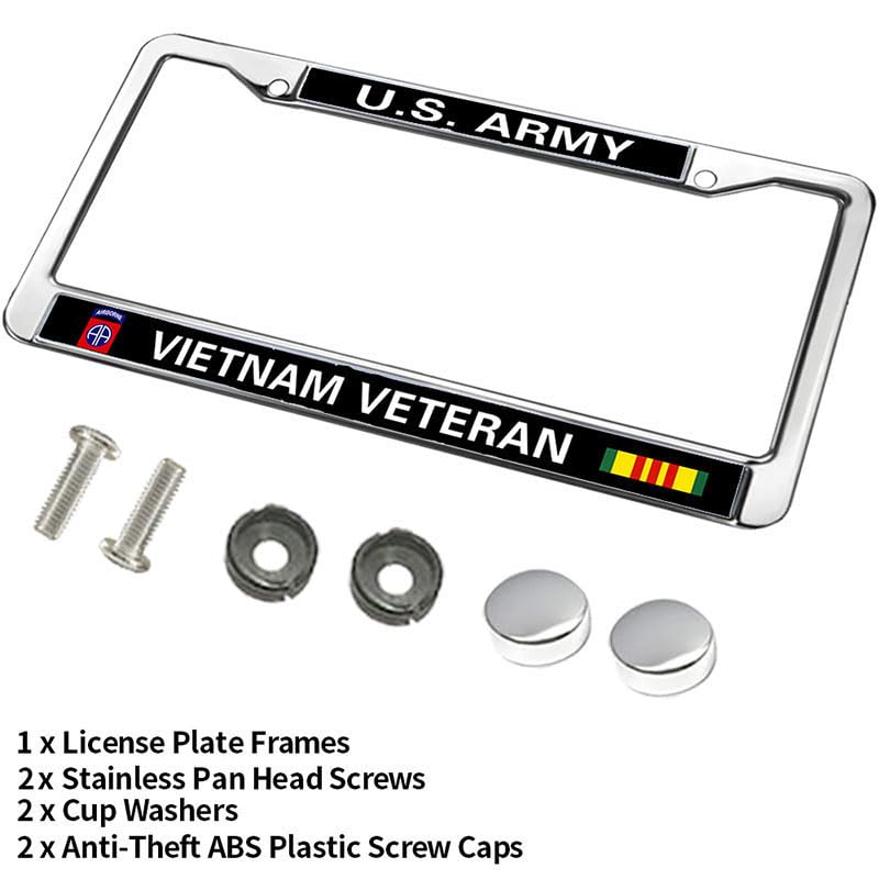 Image of US Army Veteran Fade-Resistant License Plate Frame US Army Vietnam Pride License Plate Frame Military for Independence Day