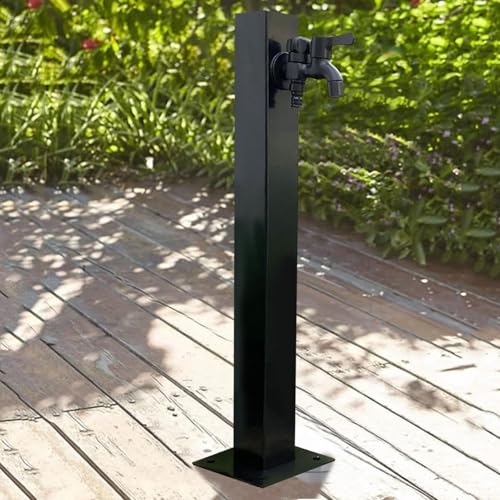GXXINGIN Grifo de Agua para Patio Exterior, Fuente de hidratación Independiente Duradera de Acero Inoxidable 304, Fuente Decorativa de Agua Cuadrada con Columna Vertical para jardín (Altura: 95 cm/37