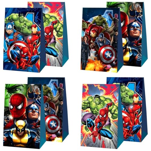 FFGJA 12pcs Superhero Birthday Party Gift Bags Goodie Bags Superhero Party Supplies for Kids Birthday Decorations