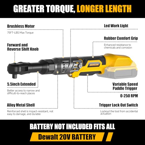 ADOTOCAM 3/8" Cordless Ratchet for DeWalt 20V