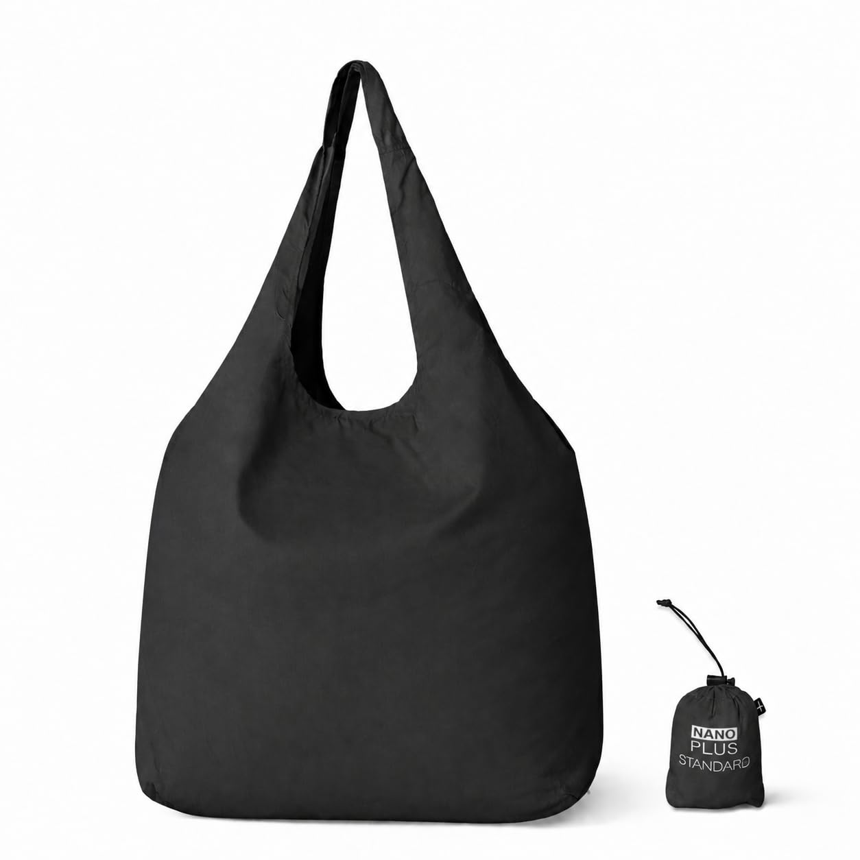 NANOPLUS Ultimate Foldable Travel Tote Bag - Reusable Shopping Bag - Compact & Portable & Lightweight (Black, 30L)