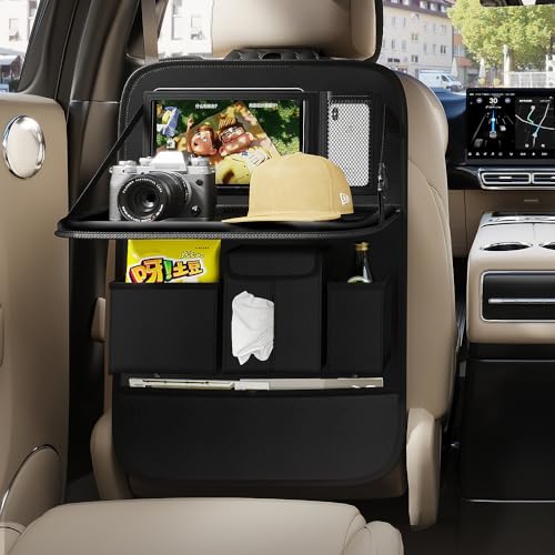 Back-Seat-Car-Organizer-1-PackBackseat-Organizer-with-TrayMultifunctional-Car-Seat-Back-Storage-Box-with-Foldable-Tablet-Holder-Black-Plain-weave Back Seat Car Organizer 1 Pack,Backseat Organizer with Tray,Multifunctional Car Seat Back Storage Box with Foldable Tablet Holder (Black, Plain weave) - Image 1