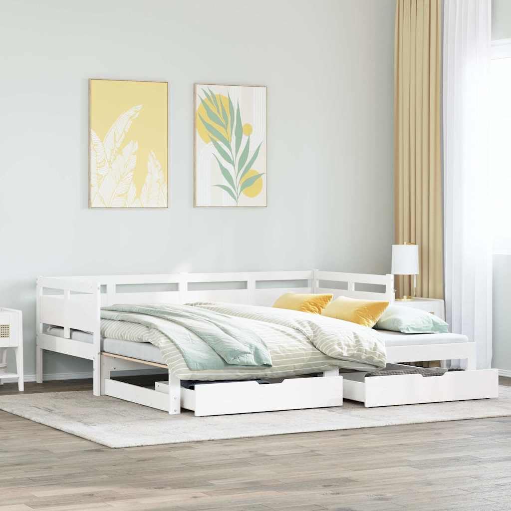 vidaXL Sofá Cama Nido con cajones sin colchón Blanco 90x190 cm