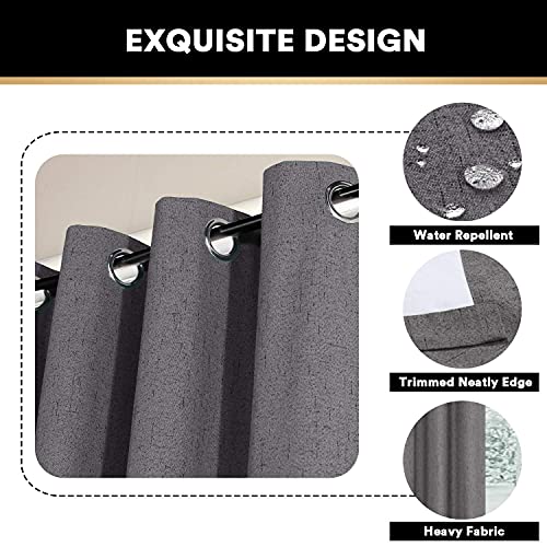 Image of PrinceDeco Primitive Textured Linen 100% Blackout Curtains for Bedroom /Living Room Energy Saving Window Treatment Curtain Drapes, Burlap Fabric with White Thermal Insulated Liner (52 x 96 Inch, Grey)