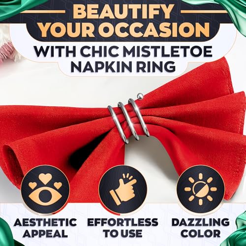 Image of Silver Napkin Rings Set of 8 - Elegant Easter Napkin Ring Holders, Sturdy Metal Holiday Table Decor for Weddings, Parties and Family Dinners, Great Kitchen Gifts Idea for Hosts and Seasonal Holidays