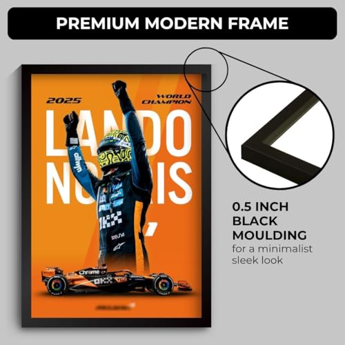 Image of Lando Norris World Champion Poster | 2025 Framed McLaren F1 Car A4 Sized (31 x 23 cm) | Lando Norris F1 Poster | McLaren Car Posters for Wall, Gift for Boys, Formula 1 Frames | Formula 1 Frame (F 168)