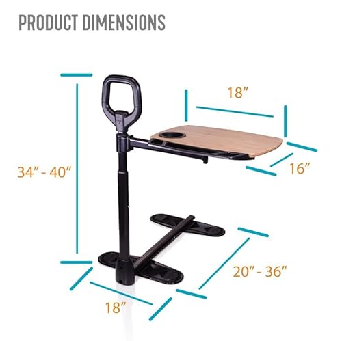 Able Life Able Tray Table, Adjustable Bamboo Swivel Tv And Laptop Table With Ergonomic Stand Assist Safety Handle, Independent Living Aid #TOP1