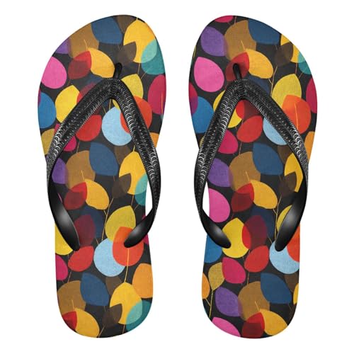 Flip Flop Sandals Vivid Color Leaf Print for Women Men Beach Outdoor XS