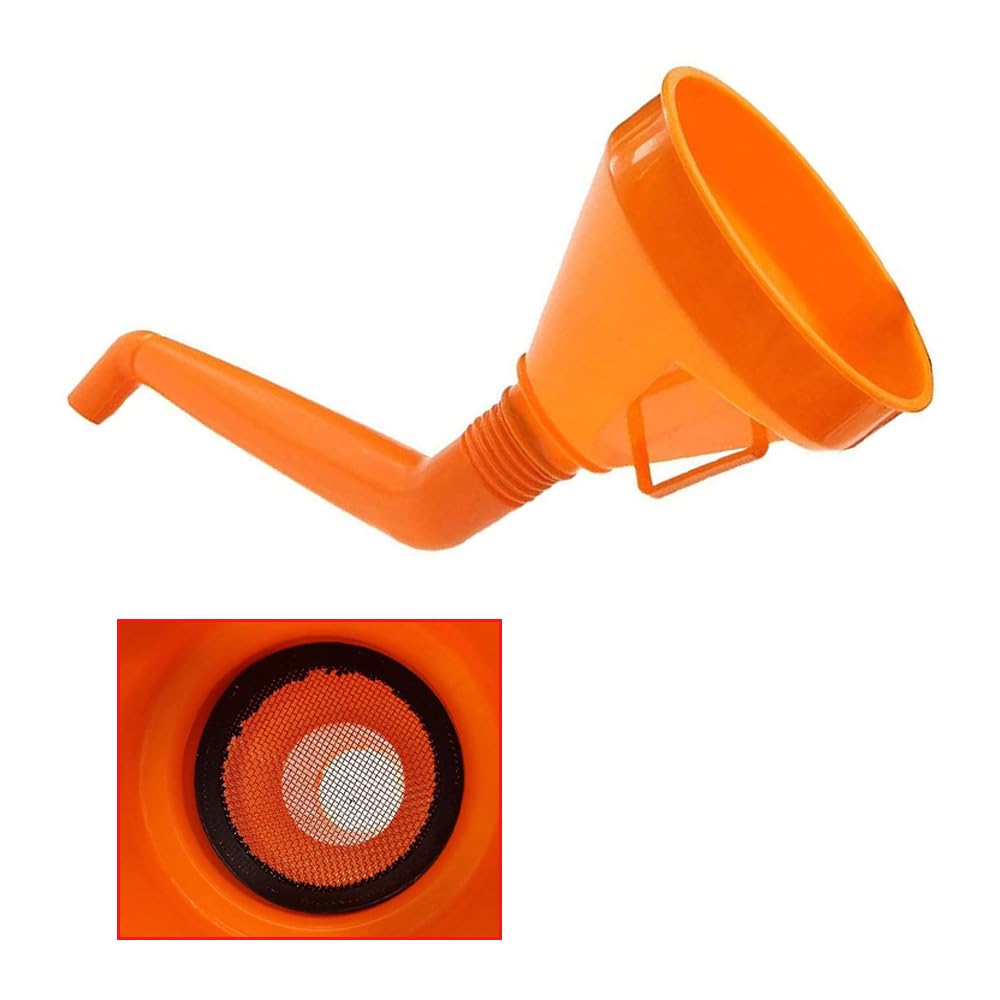 embudo de flexible para coche, Riloer embudo universal para gasolina y combustible de coche con filtro, embudo de combustible para lata de aceite, embudo de gasolina 14,5 cm/5,17 pulgadas