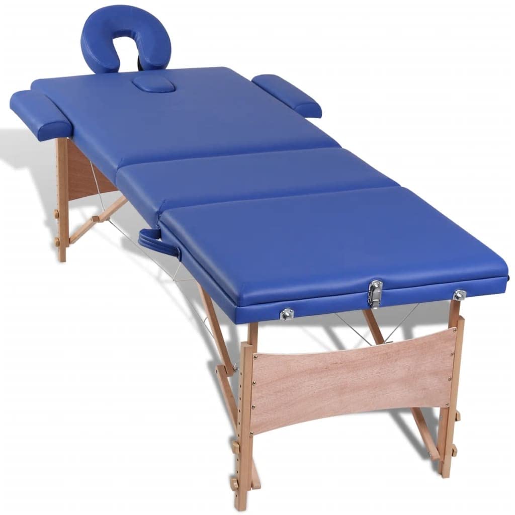 Table Pliable de Massage Bleu 3 Zones avec Cadre en Bois,Santé & beauté,Hygiène personnelle,Massage & Relaxation,Tables de Massage,16.85 kg-110079