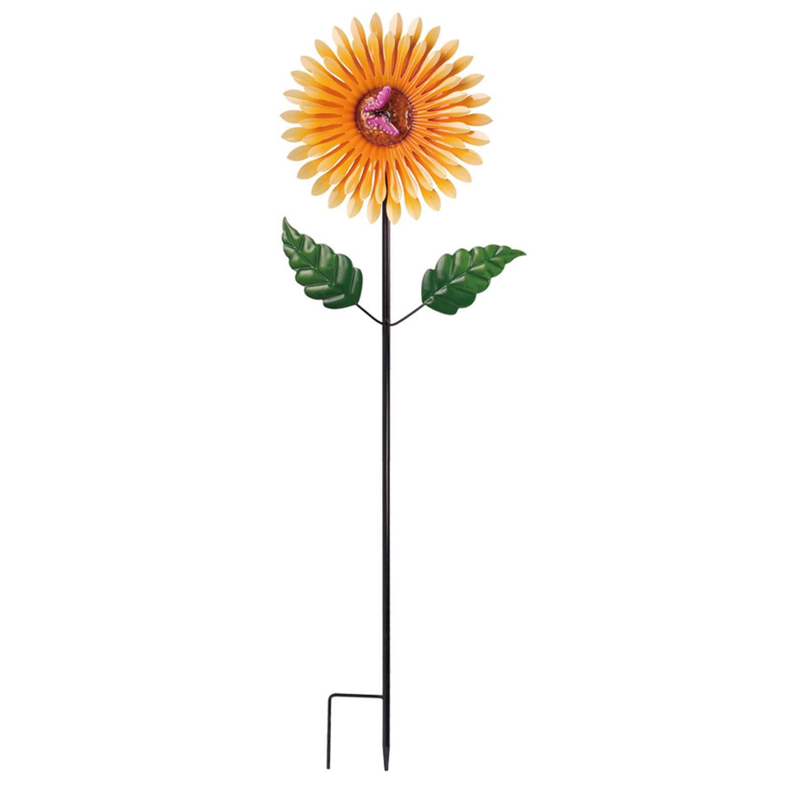 Molino de viento de girasol, molinillo de viento de girasol, molinillo de planta de flor con estaca de mariposa al aire libre, molinillo de viento de metal para jardín, balcón, patio, jardín y | Estacas decorativas para jardín, cartel giratorio de giras