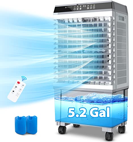 LifePlus Evaporative Air Cooler, 1800 CFM Swamp Cooler with Remote Control, 5.2 Gallon Large Water Tank, 3 Speed Cooling Fan, 4 Ice Packs, Portable Air Conditioner for Room Garage Commercial LifePlus Evaporative Air Cooler, 1800 CFM Swamp Cooler with Remote Control, 5.2 Gallon Large Water Tank, 3 Speed Cooling Fan, 4 Ice Packs, Portable Air Conditioner for Room Garage Commercial
