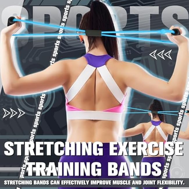 Skylety Figure 8 Fitness Resistance Bands with Handles Set of 5 Exercise Bands for Women Men Rope 8 Word Elastic for Arm and Shoulder Stretch Yoga Gym Fitness Muscle Training Chest Expander