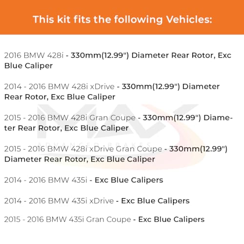 Image of Max Advanced Brakes Rear Brake Kit Compatible With 2017 2018 BMW 330i 328i 335i 340i 428i 435i 430i 440i M Sport Pkg Replacement Geomet Coated OE Disc Brake Rotors and Ceramic Brake Pads