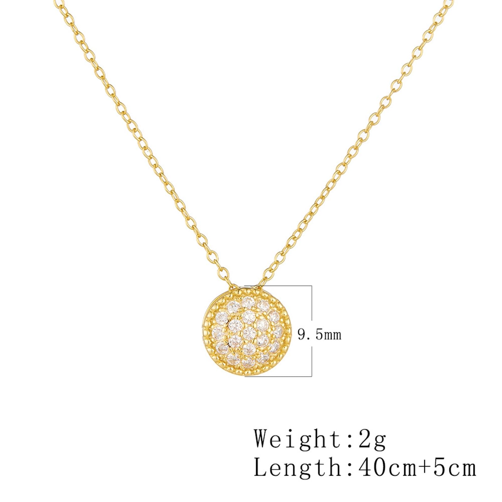 Círculo delicado collar de oro rosa para mujer, cadena con diamante cultivado en laboratorio, cadena de novia Rolo 40+5 cm