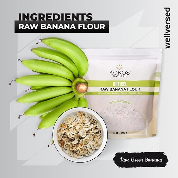 Image of Kokos Natural Raw Banana Flour - 500 Gm (Pack of 3) | Gluten-Free Atta | No Preservatives | Nutrition Rich & Starch| Organic Food Products |