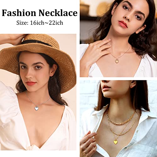 Bestyle BTP27129K-18 High Polish Silver Gold Heart Locket Necklaces For Women, Minimalist 18K Gold Plated Heart Locket Pendant Charm That Hold Pictures Cute Love Heart Necklace Statment Jewelry thumb #3