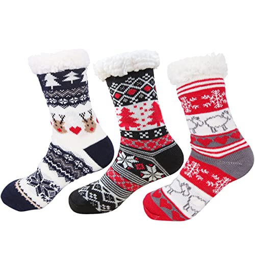 Damen Warme Stoppersocken 3 Paar Fleece-gefütterte Kuschelsocken Flauschig Rutschsichere Hausschuhe Dicke Socken Wintersocken Gefütterte Anti Rutsch Socken 35-42 Cover