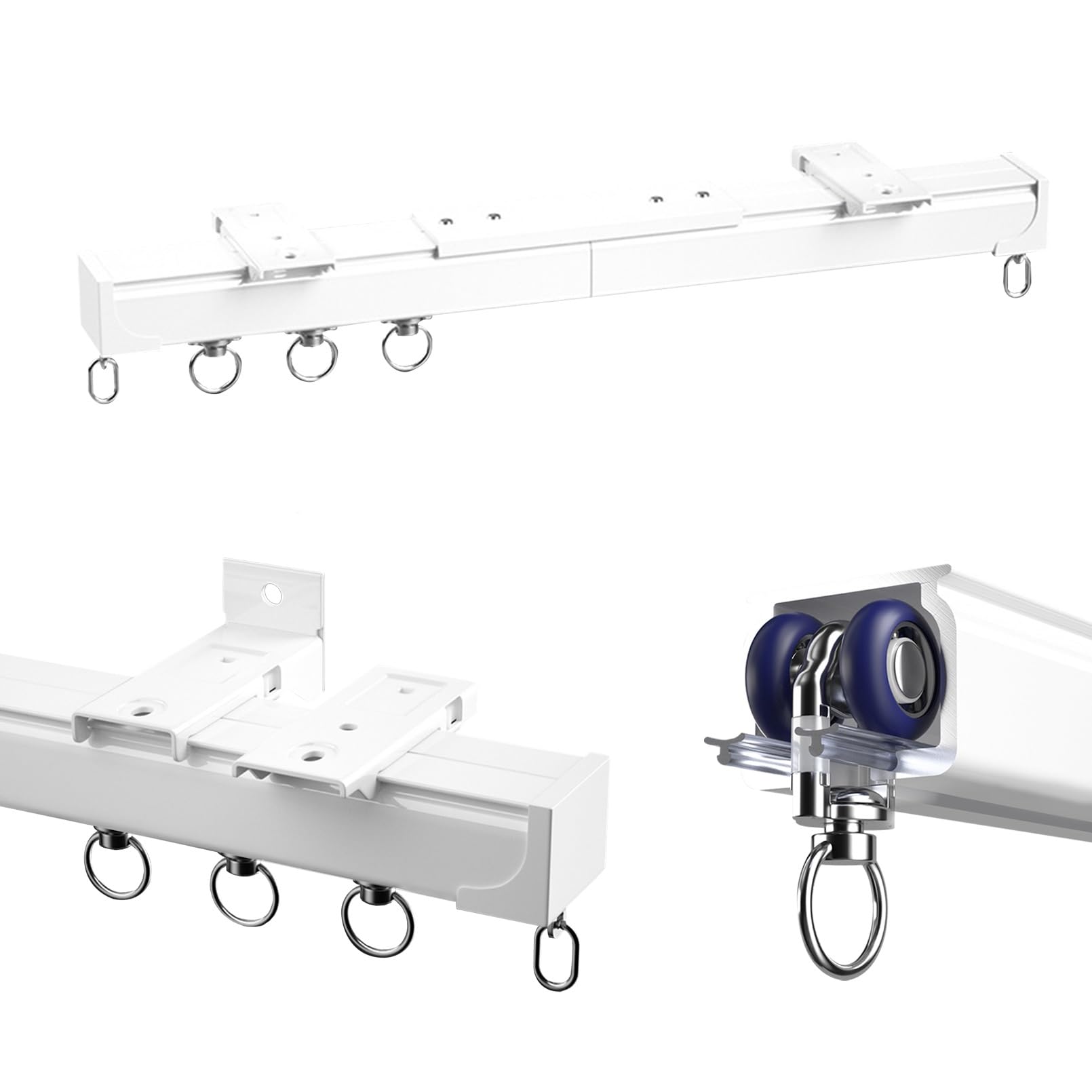 System gąsienic aluminiowych Heavy Du – cicha, gładka, przesuwna pojedyncza szyna do dzielenia pomieszczeń i paneli sufitowych, zestaw szyn sufitowych (biały, 1,4 m), łatwy montaż, nowoczesny design