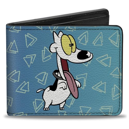 Rocko's Modern Life Men's Buckle-Down PU Bifold Wallet Spunky 2-Poses Blues/White, Multicolor, 4.0