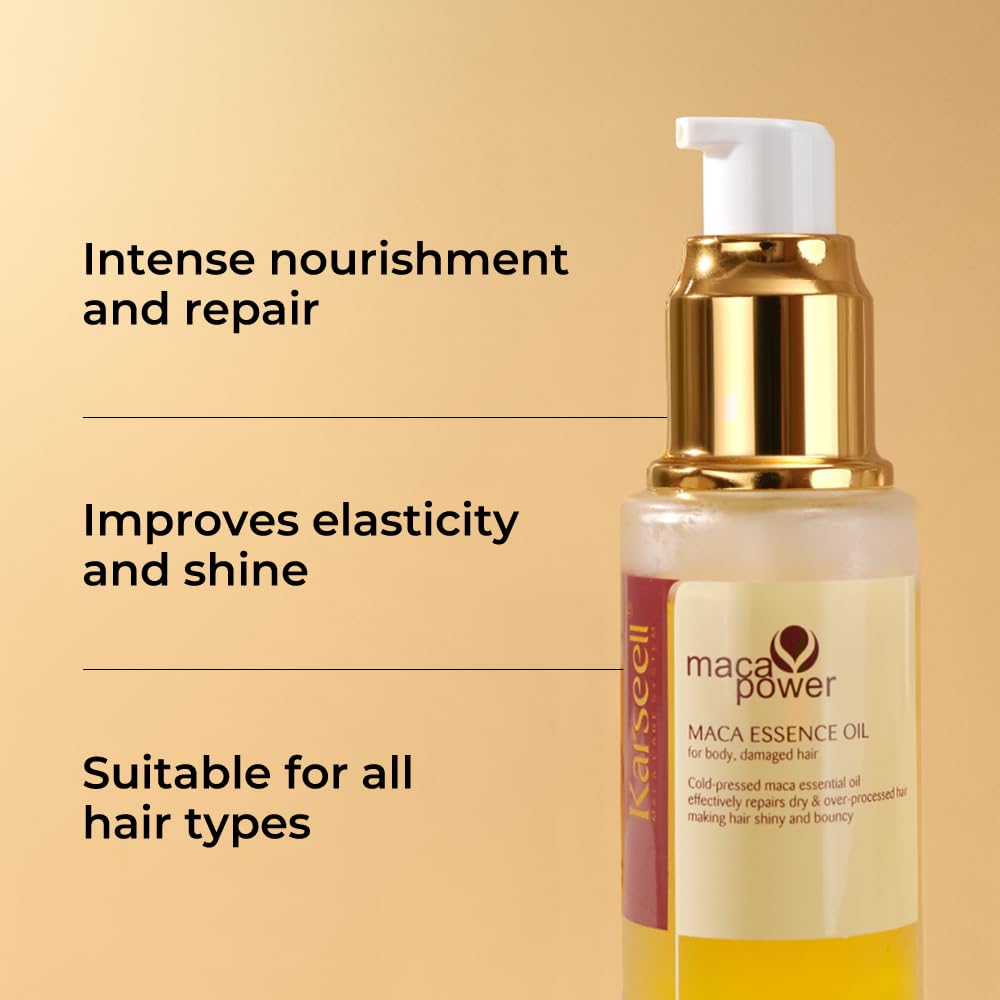 Karseell Collagen Masque Cheveux et Huile Cheveux, Maca Essence Set de Réparation pour Cheveux Secs et AbiméS Tous Types de Cheveux, 500ml +50ml